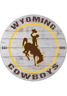 KH Sports Fan Wyoming Cowboys 20x20 Weathered Circle Sign