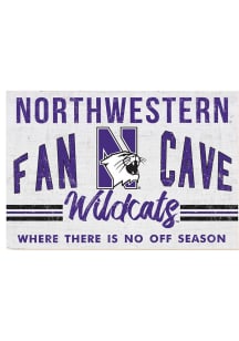 White Northwestern Wildcats 34x23 Fan Cave Sign
