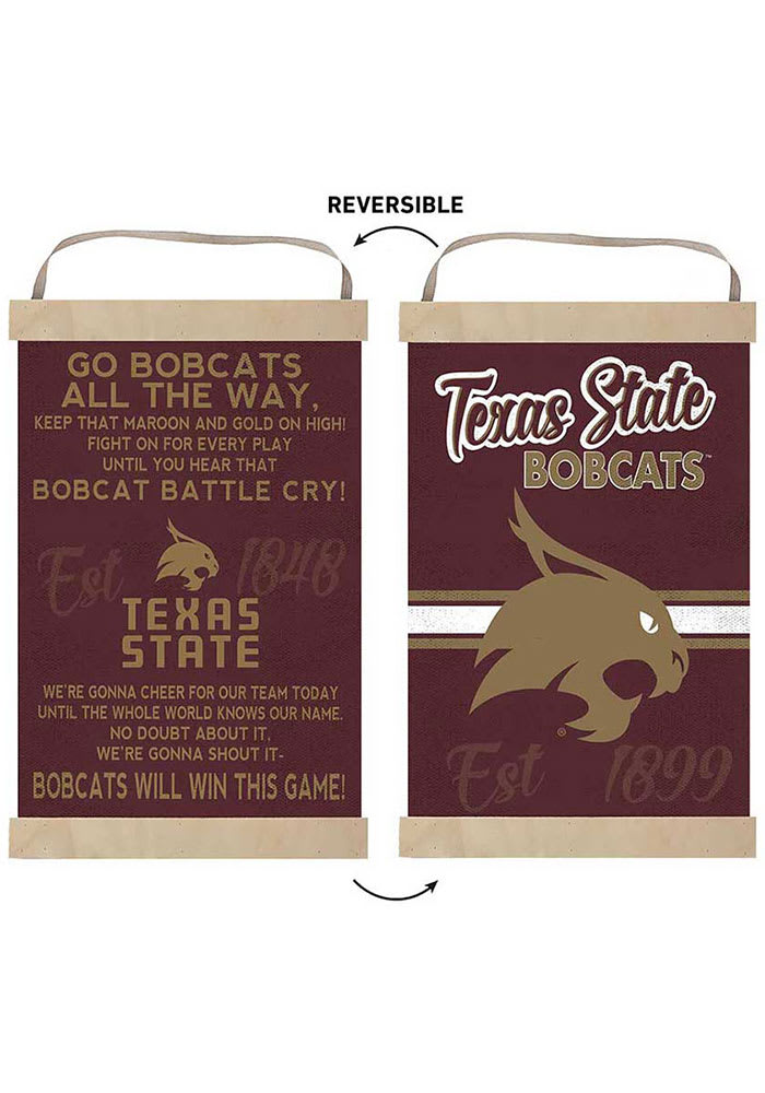 KH Sports Fan Texas State Bobcats Fight Song Reversible Banner Sign