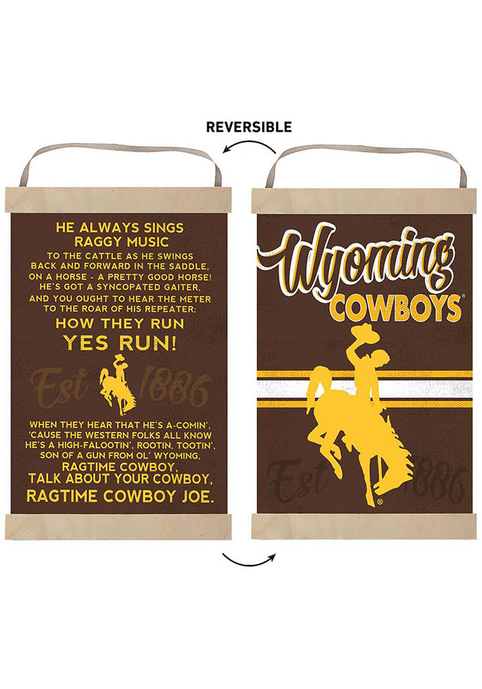 KH Sports Fan Wyoming Cowboys Fight Song Reversible Banner Sign