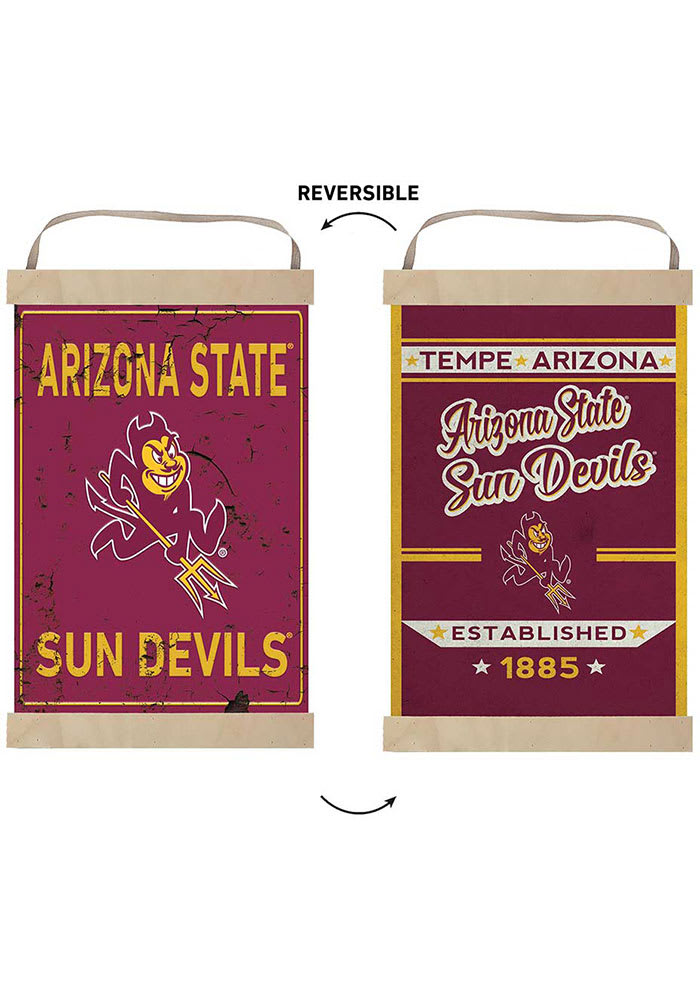 KH Sports Fan Arizona State Sun Devils Faux Rusted Reversible Banner Sign