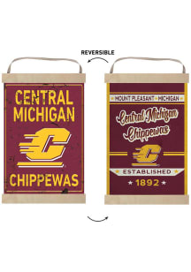 KH Sports Fan Central Michigan Chippewas Faux Rusted Reversible Banner Sign