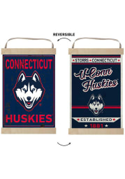 KH Sports Fan UConn Huskies Faux Rusted Reversible Banner Sign