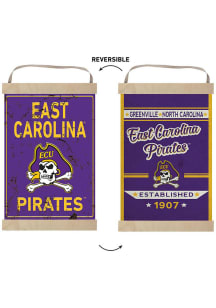 KH Sports Fan East Carolina Pirates Faux Rusted Reversible Banner Sign