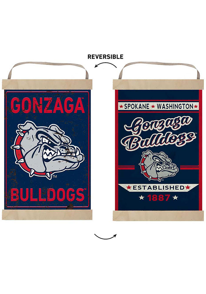 KH Sports Fan Gonzaga Bulldogs Faux Rusted Reversible Banner Sign