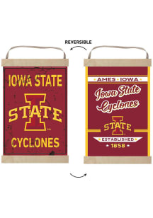 KH Sports Fan Iowa State Cyclones Faux Rusted Reversible Banner Sign