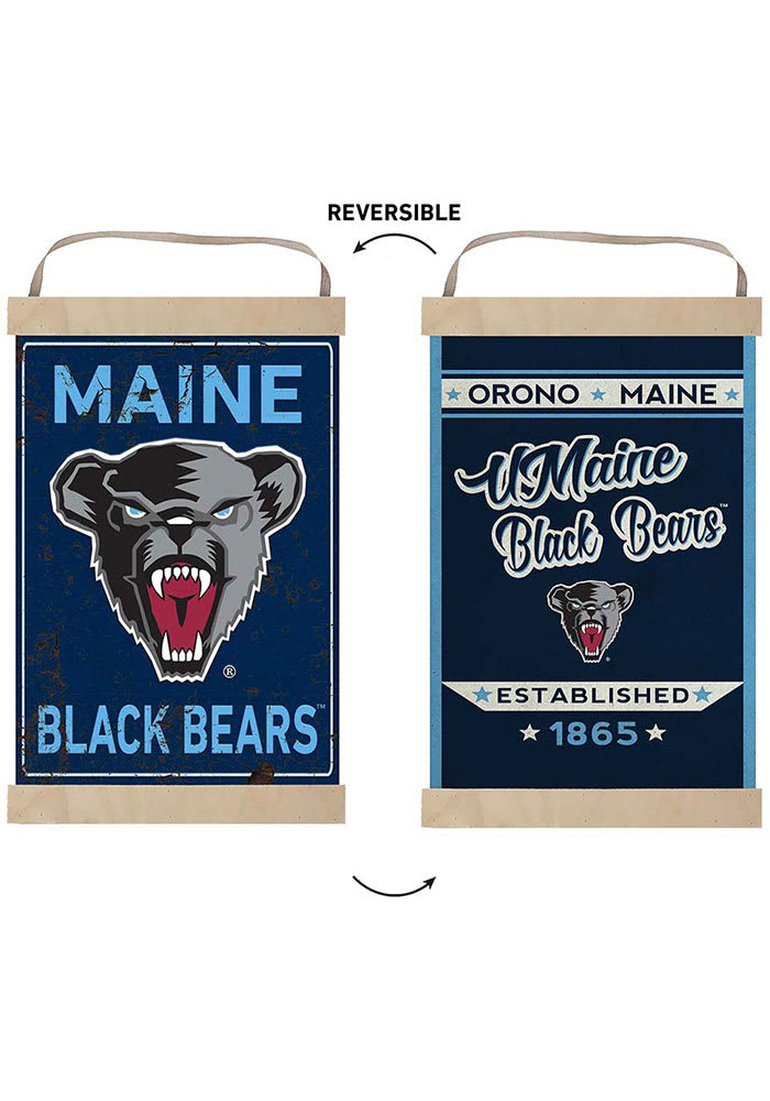 KH Sports Fan Maine Black Bears Faux Rusted Reversible Banner Sign