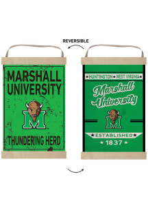 KH Sports Fan Marshall Thundering Herd Faux Rusted Reversible Banner Sign