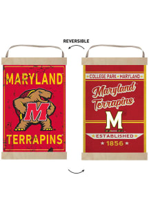 Red Maryland Terrapins Faux Rusted Reversible Banner Sign