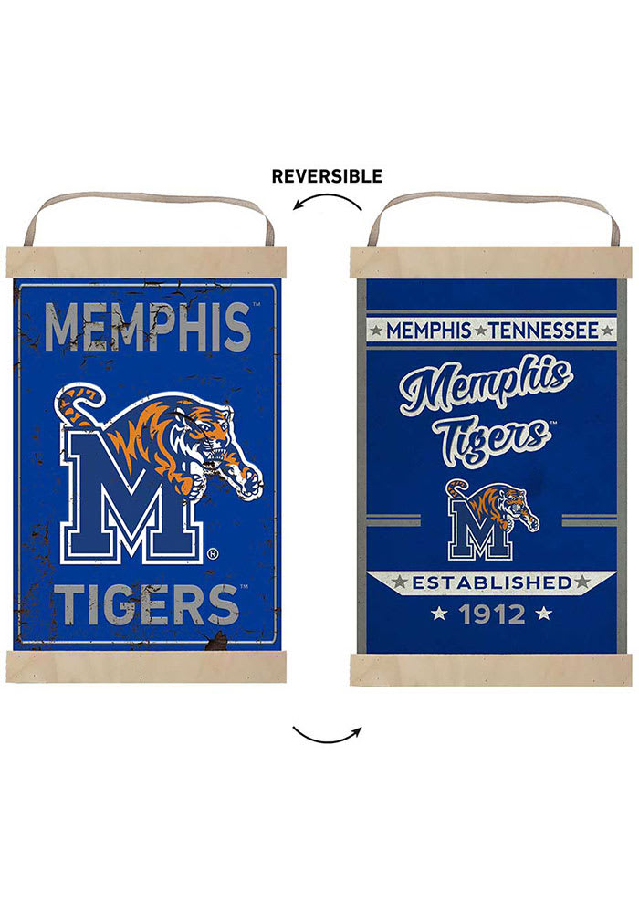 KH Sports Fan Memphis Tigers Faux Rusted Reversible Banner Sign