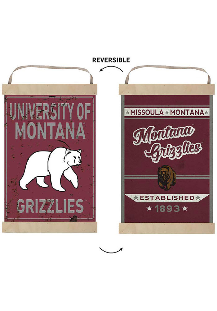 KH Sports Fan Montana Grizzlies Faux Rusted Reversible Banner Sign