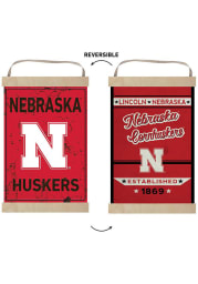 KH Sports Fan Nebraska Cornhuskers Faux Rusted Reversible Banner Sign