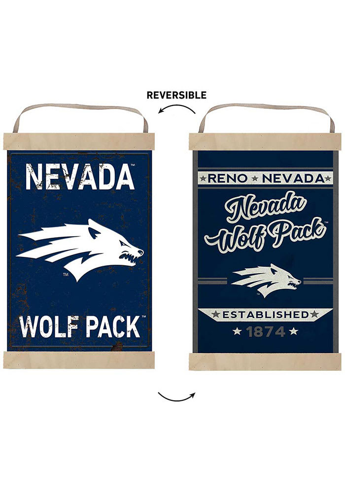 KH Sports Fan Nevada Wolf Pack Faux Rusted Reversible Banner Sign