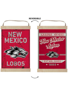 KH Sports Fan New Mexico Lobos Faux Rusted Reversible Banner Sign