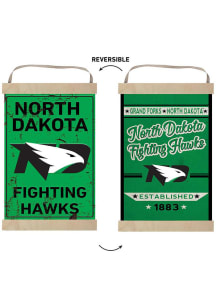 KH Sports Fan North Dakota Fighting Hawks Faux Rusted Reversible Banner Sign