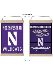 Purple Northwestern Wildcats Faux Rusted Reversible Banner Sign