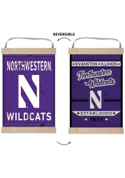 KH Sports Fan Northwestern Wildcats Faux Rusted Reversible Banner Sign