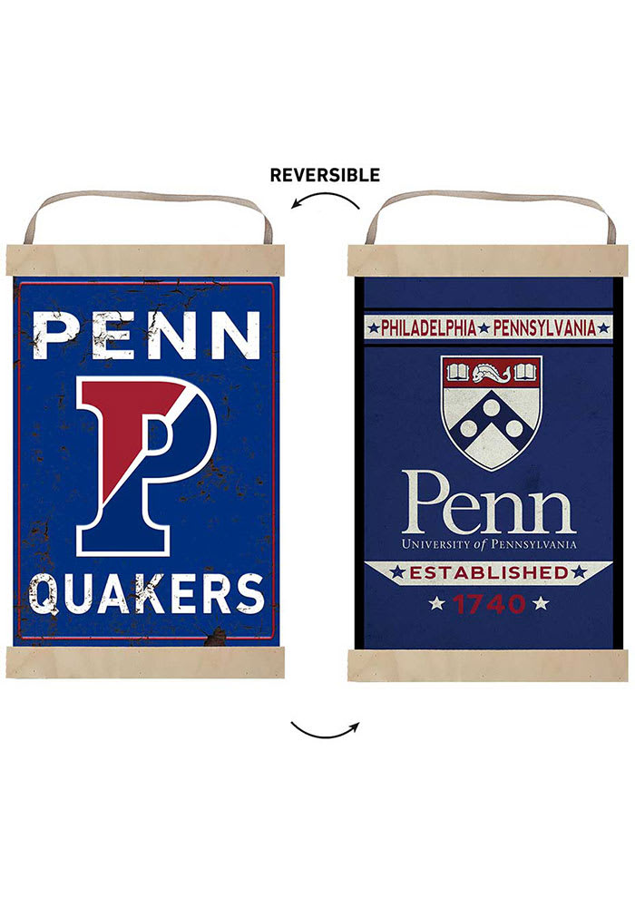 KH Sports Fan Pennsylvania Quakers Faux Rusted Reversible Banner Sign