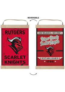 Red Rutgers Scarlet Knights Faux Rusted Reversible Banner Sign