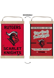 KH Sports Fan Rutgers Scarlet Knights Faux Rusted Reversible Banner Sign