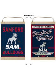 KH Sports Fan Samford University Bulldogs Faux Rusted Reversible Banner Sign