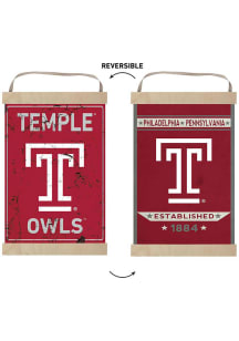 KH Sports Fan Temple Owls Faux Rusted Reversible Banner Sign