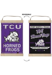 KH Sports Fan TCU Horned Frogs Faux Rusted Reversible Banner Sign