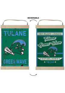 KH Sports Fan Tulane Green Wave Faux Rusted Reversible Banner Sign