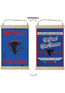 KH Sports Fan DePaul Blue Demons Faux Rusted Reversible Banner Sign