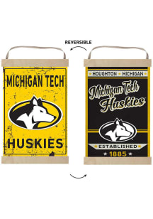 KH Sports Fan Michigan Tech Huskies Faux Rusted Reversible Banner Sign