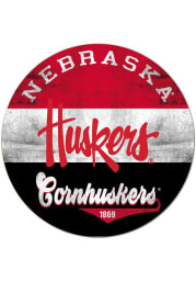 KH Sports Fan Nebraska Cornhuskers 20x20 Retro Multi Color Circle Sign