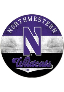 Purple Northwestern Wildcats 20x20 Retro Multi Color Circle Sign