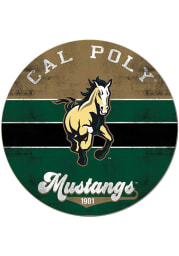 KH Sports Fan Cal Poly Mustangs 20x20 Retro Multi Color Circle Sign