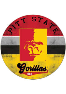 KH Sports Fan Pitt State Gorillas 20x20 Retro Multi Color Circle Sign