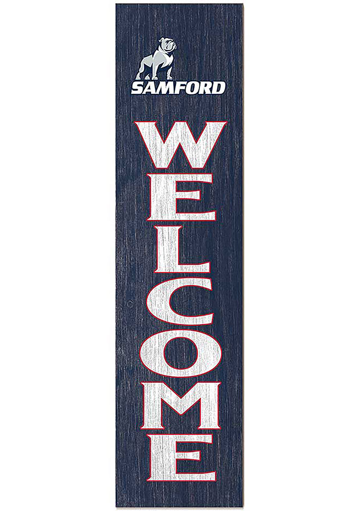 KH Sports Fan Samford University Bulldogs 12x48 Welcome Leaning Sign
