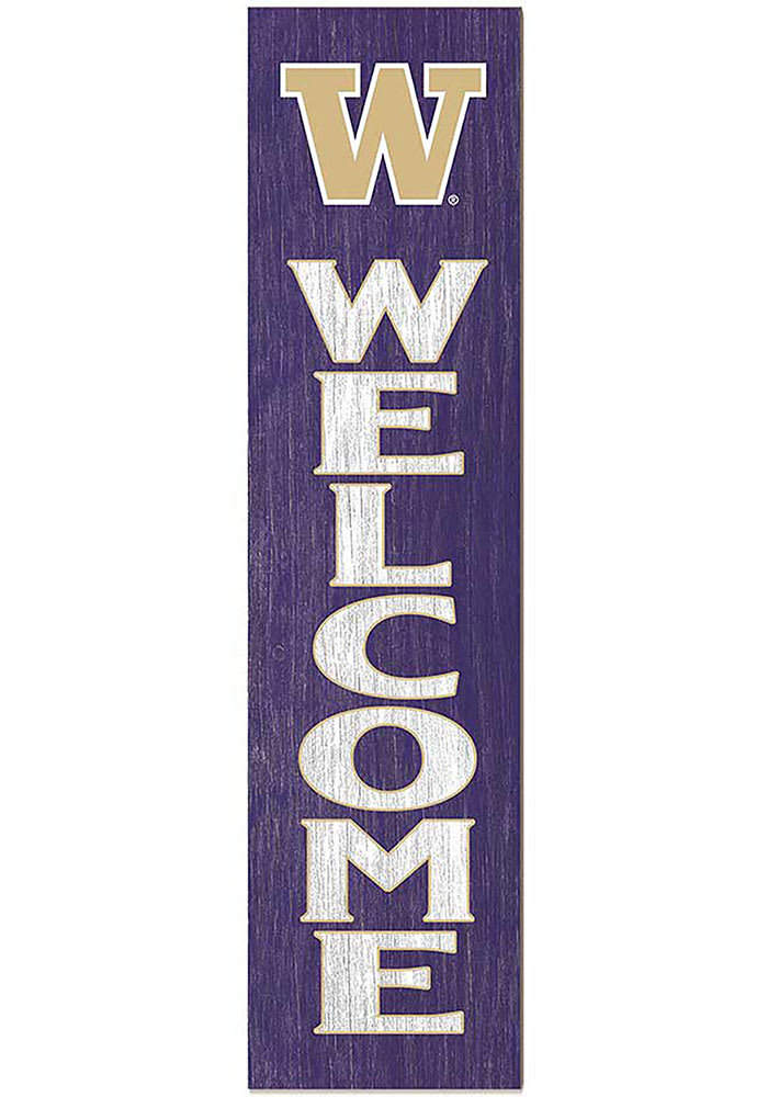 KH Sports Fan Washington Huskies 12x48 Welcome Leaning Sign