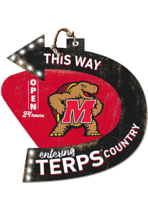 Red Maryland Terrapins This Way Arrow Sign