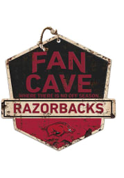 KH Sports Fan Arkansas Razorbacks Fan Cave Rustic Badge Sign