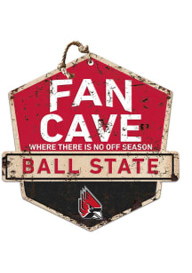 KH Sports Fan Ball State Cardinals Fan Cave Rustic Badge Sign