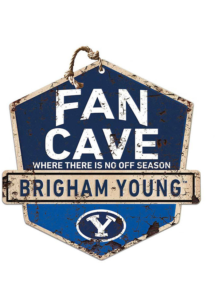 KH Sports Fan BYU Cougars Fan Cave Rustic Badge Sign