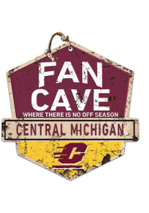 KH Sports Fan Central Michigan Chippewas Fan Cave Rustic Badge Sign