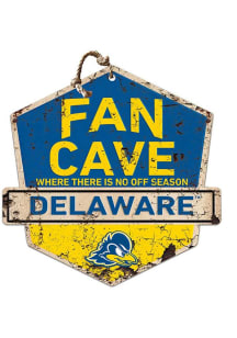 KH Sports Fan Delaware Fightin' Blue Hens Fan Cave Rustic Badge Sign