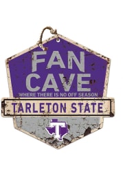 KH Sports Fan Tarleton State Texans Fan Cave Rustic Badge Sign
