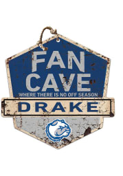 KH Sports Fan Drake Bulldogs Fan Cave Rustic Badge Sign