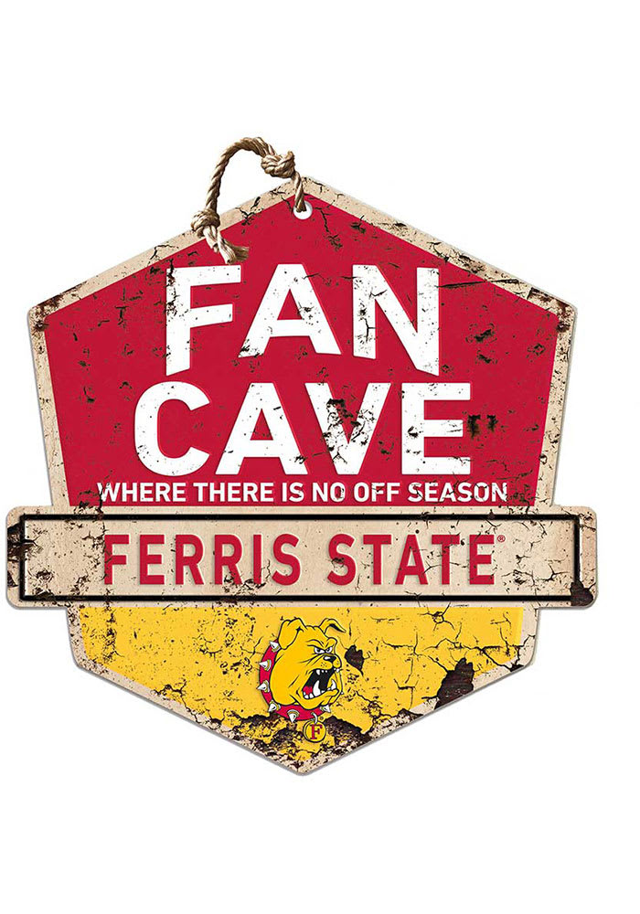 KH Sports Fan Ferris State Bulldogs Fan Cave Rustic Badge Sign
