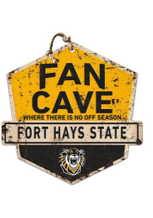 Jardine Fort Hays State Tigers Fan Cave Rustic Badge Sign - Black