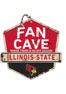 KH Sports Fan Illinois State Redbirds Fan Cave Rustic Badge Sign