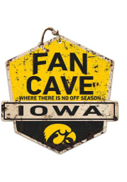 KH Sports Fan Iowa Hawkeyes Fan Cave Rustic Badge Sign