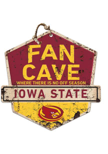 KH Sports Fan Iowa State Cyclones Fan Cave Rustic Badge Sign