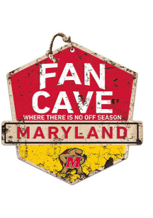 Red Maryland Terrapins Fan Cave Rustic Badge Sign